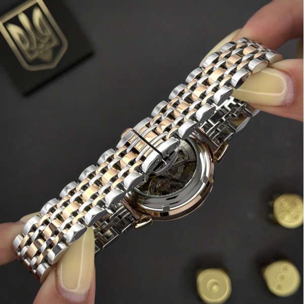Жіночий годинник Awarder 047 Silver-Gold-Black механічний з автопідзаводом