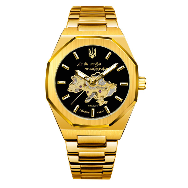 Мужские механические часы Awarder 026-3D Где бы ни был Gold-Black