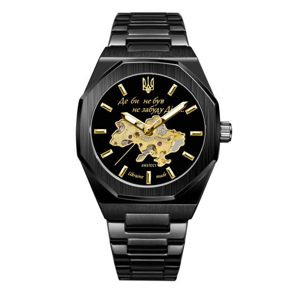 Мужские часы Awarder 026-3D Де би не був Black-Gold механические с автоподзаводом