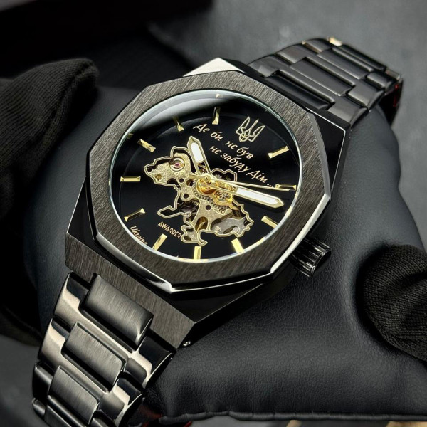 Мужские часы Awarder 026-3D Де би не був Black-Gold механические с автоподзаводом