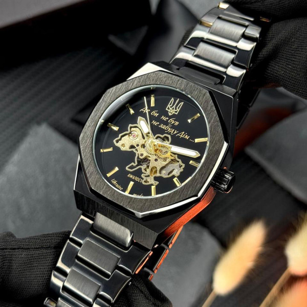 Мужские часы Awarder 026-3D Де би не був Black-Gold механические с автоподзаводом
