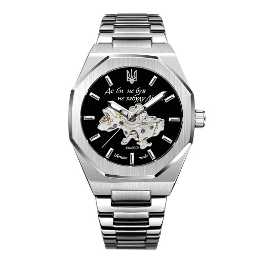 Мужские механические часы Awarder 026-3D Де би не був Silver-Black