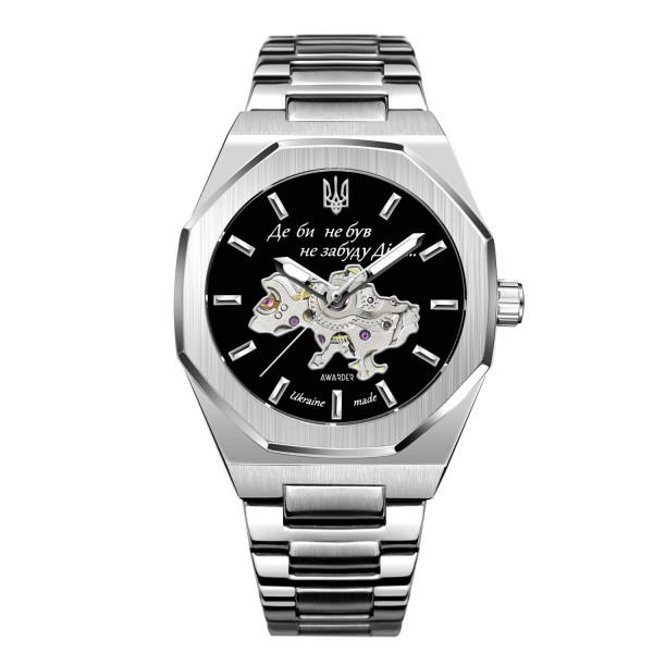 Мужские механические часы Awarder 026-3D Де би не був Silver-Black