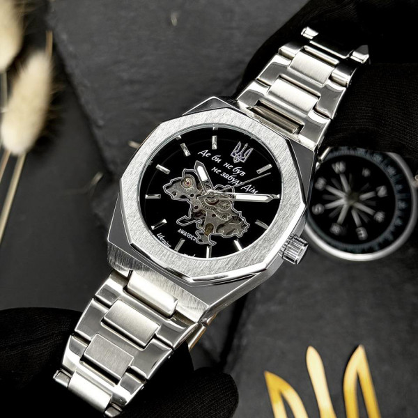 Мужские механические часы Awarder 026-3D Де би не був Silver-Black