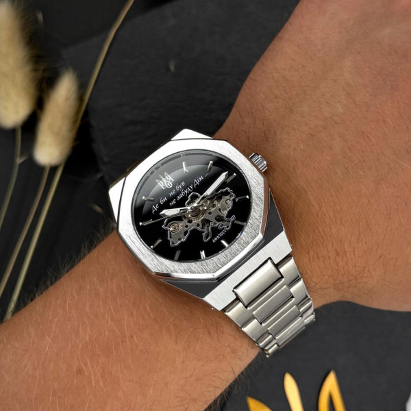 Мужские механические часы Awarder 026-3D Де би не був Silver-Black