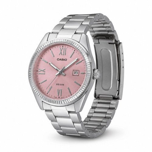 Жіночий годинник Casio LTP-1302DD-4A1 з рожевим циферблатом 5 ATM