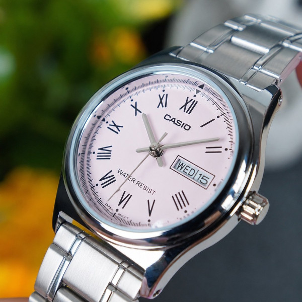 Женские часы Casio LTP-V006D-4B с розовым циферблатом и металлическим браслетом