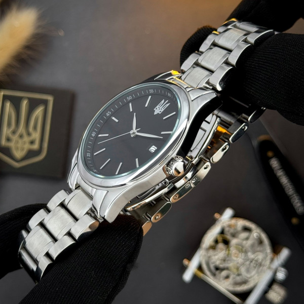 Часы наручные Awarder 023 Silver-Black Тризуб стальные кварцевые