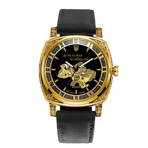Жіночий механічний годинник Awarder 021-3D Де би не була Gold-Black з автопідзаводом