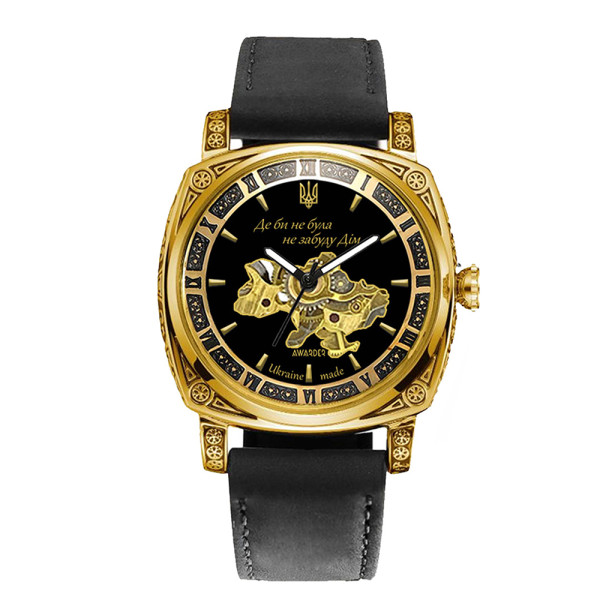 Жіночий механічний годинник Awarder 021-3D Де би не була Gold-Black з автопідзаводом