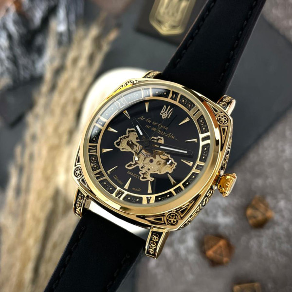 Жіночий механічний годинник Awarder 021-3D Де би не була Gold-Black з автопідзаводом