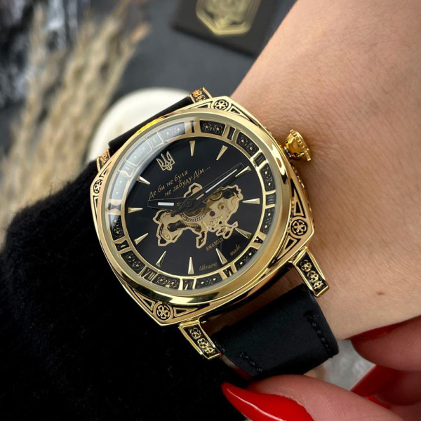 Жіночий механічний годинник Awarder 021-3D Де би не була Gold-Black з автопідзаводом