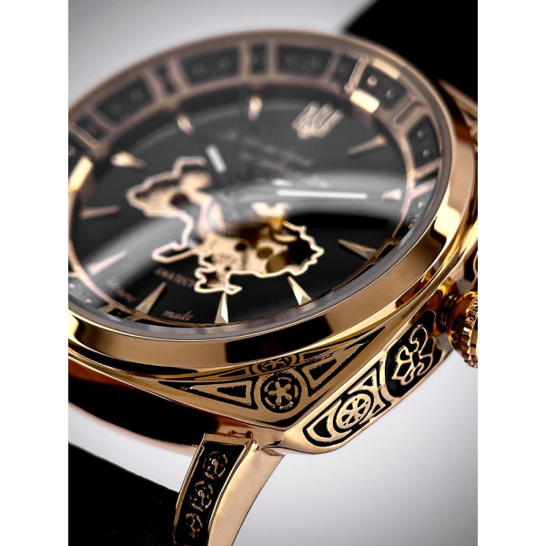 Жіночий механічний годинник Awarder 021-3D Де би не була Gold-Black з автопідзаводом