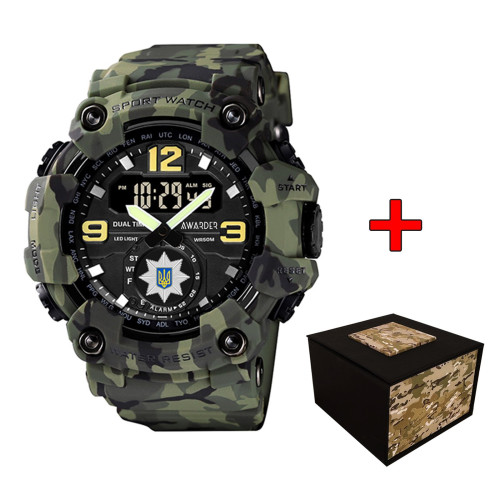 Тактичний годинник Awarder 004 Поліція Camo Green 5 ATM камуфляж