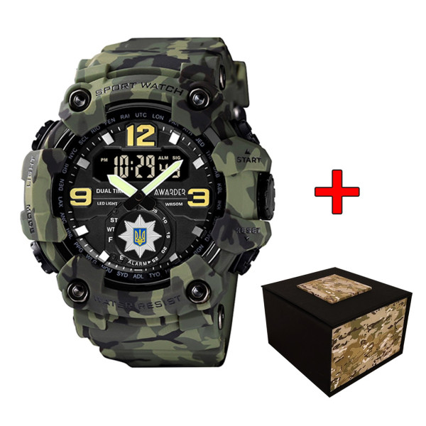 Тактичний годинник Awarder 004 Поліція Camo Green 5 ATM камуфляж