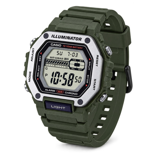 Мужские тактические часы Casio MWD-110H-3A водонепроницаемые 10 ATM зеленые
