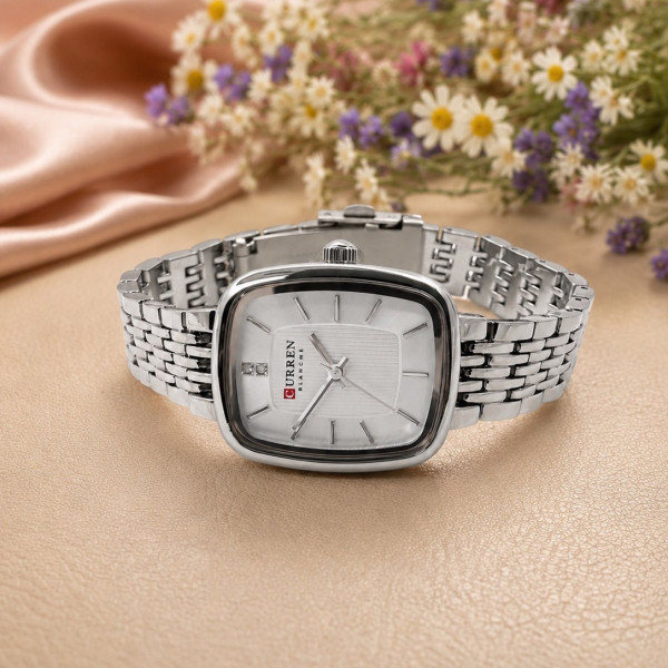 Жіночий годинник Curren 9093 Silver-White з металевим браслетом