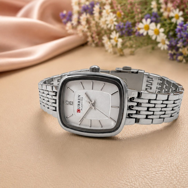 Жіночий годинник Curren 9093 Silver-White з металевим браслетом
