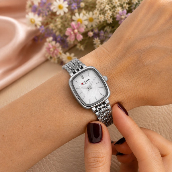 Жіночий годинник Curren 9093 Silver-White з металевим браслетом