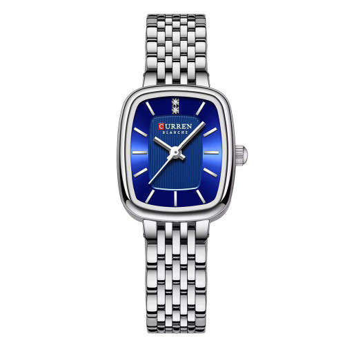 Женские часы Curren 9093 Silver-Blue кварцевые со стальным браслетом