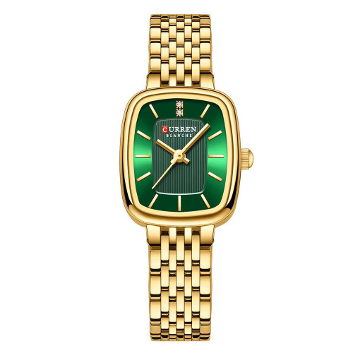 Жіночий годинник Curren 9093 Gold-Green з золотистим браслетом та зеленим циферблатом