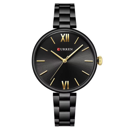 Женские часы Curren 9017 Black-Black металлические черные