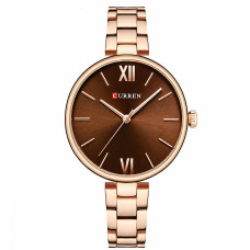 Жіночий годинник Curren 9017 Rose Gold-Brown з мінеральним склом