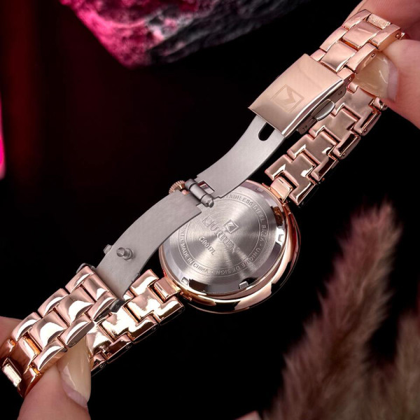 Жіночий годинник Curren 9017 Rose Gold-Brown з мінеральним склом