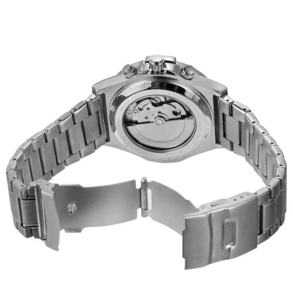 Мужские механические часы Forsining 6914 Silver-Black Steel с автоподзаводом