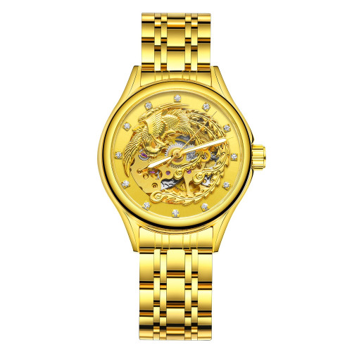 Мужские механические часы Winner 8222 Gold Steel с автоподзаводом