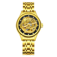 Чоловічий механічний годинник Winner 8222 Gold-Black Steel з автопідзаводом