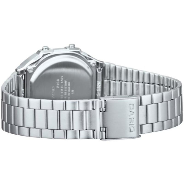 Электронные часы Casio A168WA-1W с металлическим браслетом и подсветкой