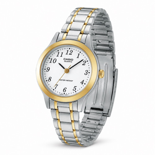 Жіночий годинник Casio LTP-1128G-7B кварцовий біколор з мінеральним склом