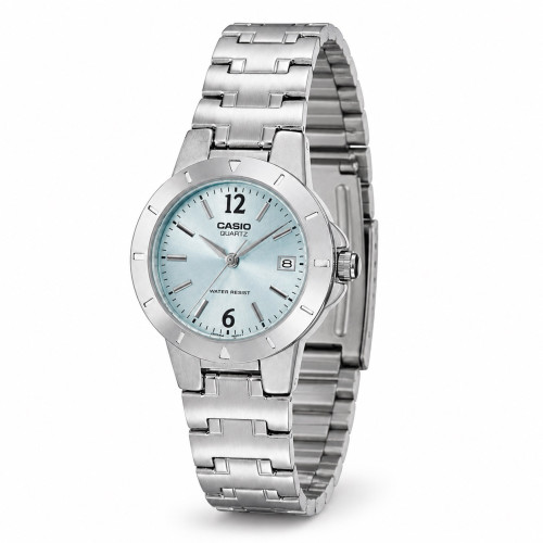 Женские часы Casio LTP-1241D-2A с синим циферблатом и металлическим браслетом