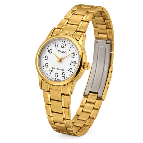 Женские часы Casio LTP-V002G-7B2 золотистые кварцевые с датой