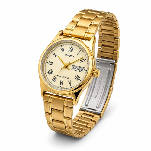Жіночий годинник Casio LTP-V006G-9B класичний золотистий з датою