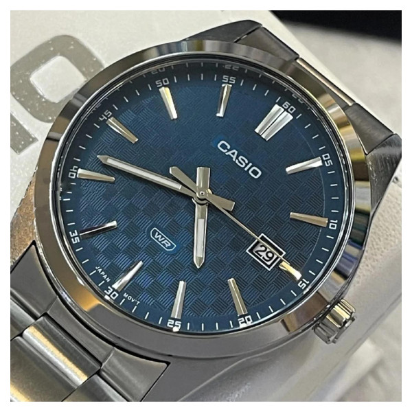 Чоловічий годинник Casio MTP-VD03D-2A2 кварцовий синій циферблат