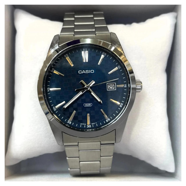 Чоловічий годинник Casio MTP-VD03D-2A2 кварцовий синій циферблат