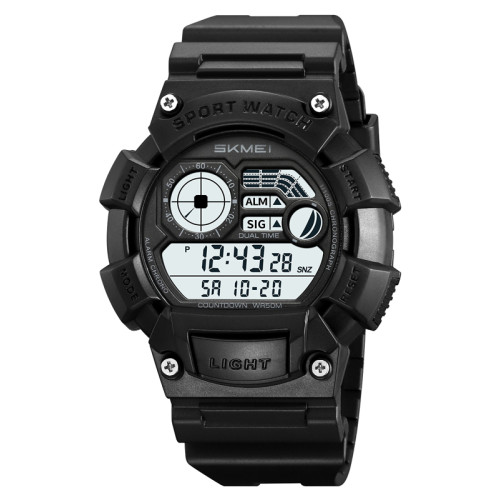 Чоловічий електронний спортивний годинник Skmei 2403BKWT Black-White 5 ATM