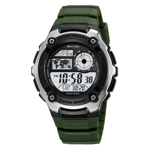 Чоловічий електронний годинник Skmei 2517AG Army Green 5 ATM тактичний