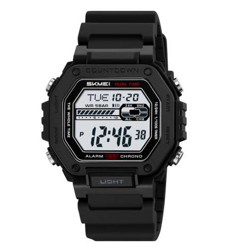 Мужские электронные тактические часы Skmei 2523BKWT Black-White 5 ATM