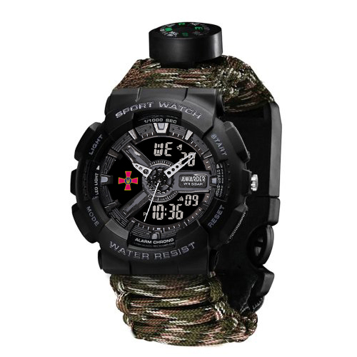 Часы наручные Awarder 005P ВСУ с паракордовым ремешком Camo Green