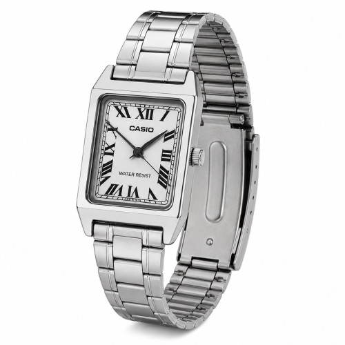 Женские часы Casio LTP-V007D-7B прямоугольные кварцевые серебристые