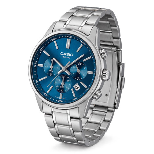 Мужские часы Casio MTP-E515D-2A1 с хронографом и водозащитой 5 ATM