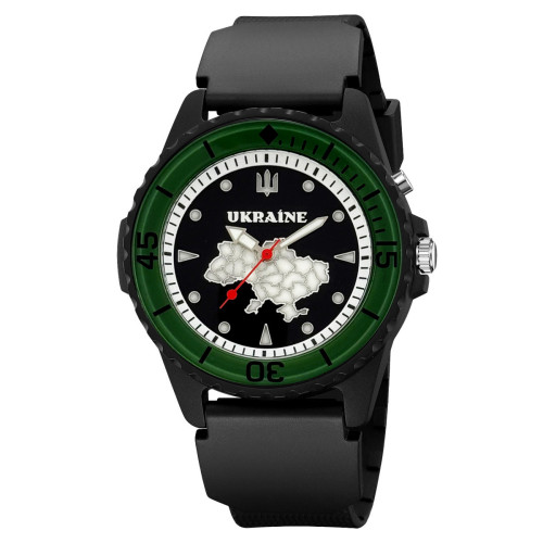 Наручные тактические часы Awarder 031 Ukraine Black-Green водонепроницаемые