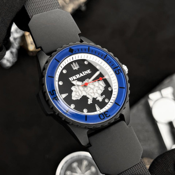 Годинник наручний спортивний Awarder 031 Ukraine Black-Blue 5 ATM