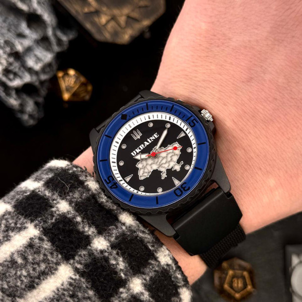 Годинник наручний спортивний Awarder 031 Ukraine Black-Blue 5 ATM