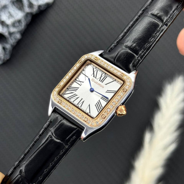 Женские часы Guardo 012832-6 с кожаным корешком и минеральным стеклом