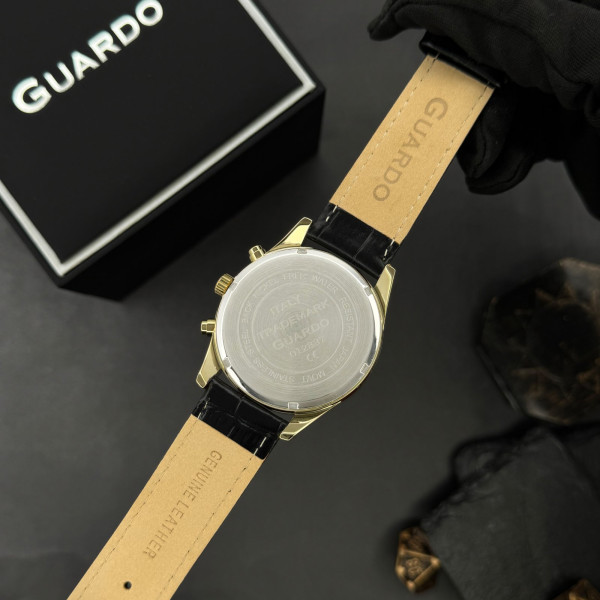 Чоловічий кварцовий годинник Guardo 012837-6 на шкіряному ремінці