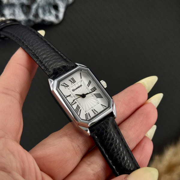 Женские часы Guardo 012831-1 с черным кожаным корешком